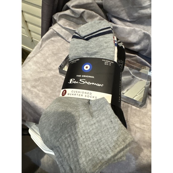 Ben Sherman 8-Pair‎ Men's Cushioned Quarter Socks   Assorted Black - Picture 1 of 1